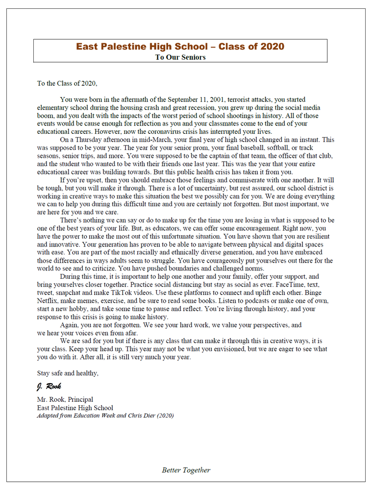 To the Class of 2020