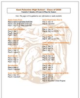 Tentative - Calendar of Events for the Class of 2020
